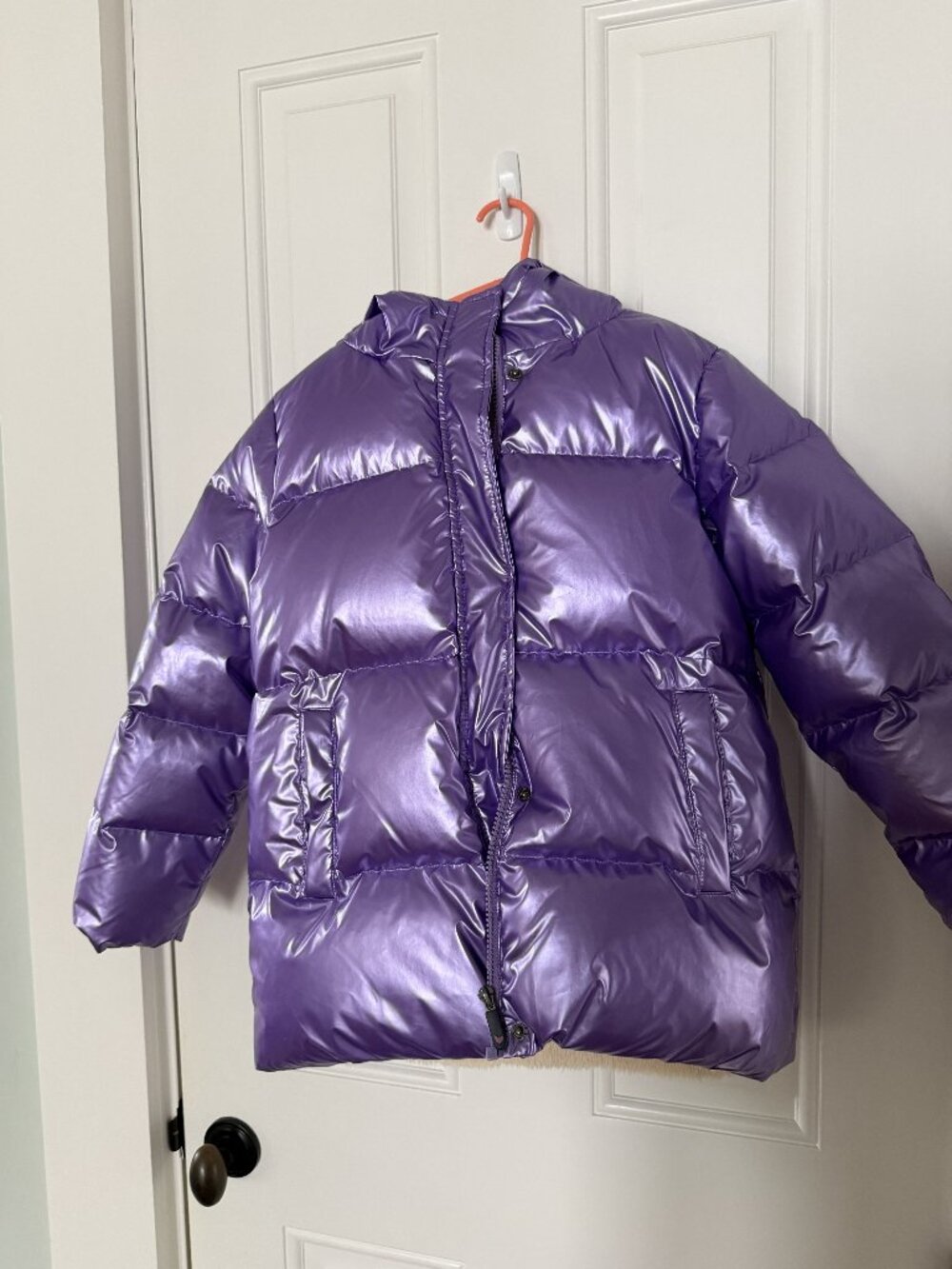 VGUC Pink Chicken Kids Purple Puffer Jacket- Size 10y